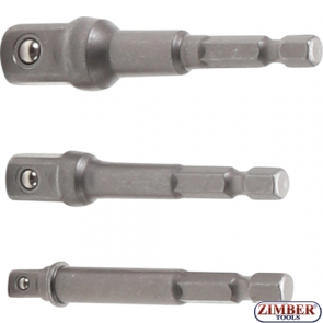 Electric Drill Adaptor Set | 6.3 mm (1/4") Drive | 6.3 mm (1/4") / 10 mm (3/8") / 12.5 mm (1/2") | 3 pcs.- 8204 - BGS technic.