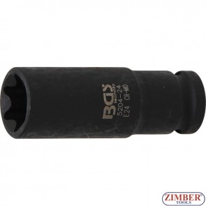 Impact Socket E-Type, deep | 12.5 mm (1/2") Drive | E24 mm - 5204 -24 - BGS- technic.