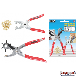 Revolving Punch Pliers and Eyelet Pliers Set 102 pcs. (75840) - BGS technic