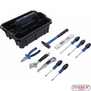 Tool Carrying Case | Reinforced Plastic | incl. Tool Assortment | 11 pcs. - 70225 - BGS technic.