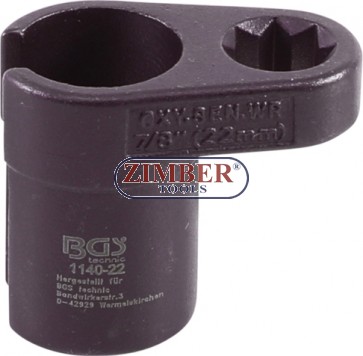 Oxygen Sensor Socket | angled | 12.5 mm (1/2") double 4-point Drive | 22 mm | 11 mm slot.1140-22 - BGS technic.