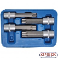 Bit Socket Set | 12.5 mm (1/2") Drive | T-Star tamperproof (for Torx) | 4 pcs. - 5103 - BGS technic. 