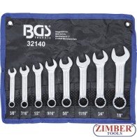 Combination Spanner Set | extra short | Inch Sizes | 3/8" - 7/8" | 8 pcs. - 32140 - BGS technic.