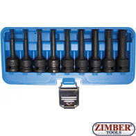 Impact Bit Socket Set | 12.5 mm (1/2") Drive | Spline (for Ribe) M5 - M6 - M7 - M8 - M9 - M10 - M12 - M13 - M14. | 9 pcs. (5483) - BGS technic.