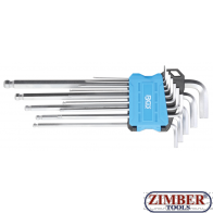 Zestaw kluczy kątowych | ekstra długie | rozmiary w calach | imbus/imbus z głowicą kulową 0.05" - 3/8" | 13-częściowy (9801) - BGS technic