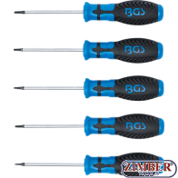 Screwdriver Set | T-Star tamperproof (for Torx) | T6 ,T7,T8,T9 - T10 | 5 pcs - 6826 - BGS technic.