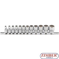 Socket Set, 12-point | 6.3 mm (1/4") Drive | Inch Sizes | 12 pcs. - 2755 - BGS technic.