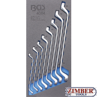 Tool Tray 1/3: Double Ring Spanner Set 6x7 - 20x22 mm deep offset Ends 8 pcs. (4084) - BGS technic