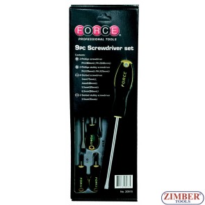  Screwdriver set Slotted & Phillips 9pc. 20915 - Force