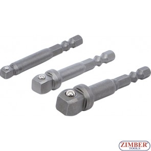 Electric Drill Wobble Adaptor Set | 6.3 mm (1/4") Drive | 6.3 mm (1/4") / 10 mm (3/8") / 12,5 mm (1/2") mm | 3 pcs.- 9162 - BGS technic.
