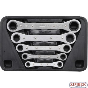 Double Ended Ratchet Wrench Set, straight, reversible | Inch Sizes | 1/4"- 7/8" | 5 pcs. 1449 - BGS technic.
