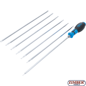 Screwdriver Set with interchangeable Blades | T-Star (for Torx) / T-Star tamperproof (for Torx) T10 - T15 - T20 - T25 - T27 - T30. | 300-mm, 8 pcs. - 2326 - BGS technic