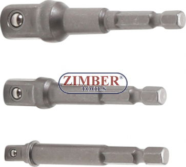 Electric Drill Adaptor Set | 6.3 mm (1/4") Drive | 6.3 mm (1/4") / 10 mm (3/8") / 12.5 mm (1/2") | 3 pcs.- 8204 - BGS technic.