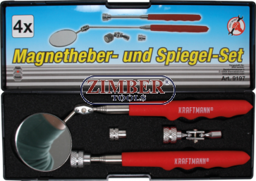 Magnetheber- und Inspektionsspiegel-Satz | 4-tlg. (9197) - BGS technic 