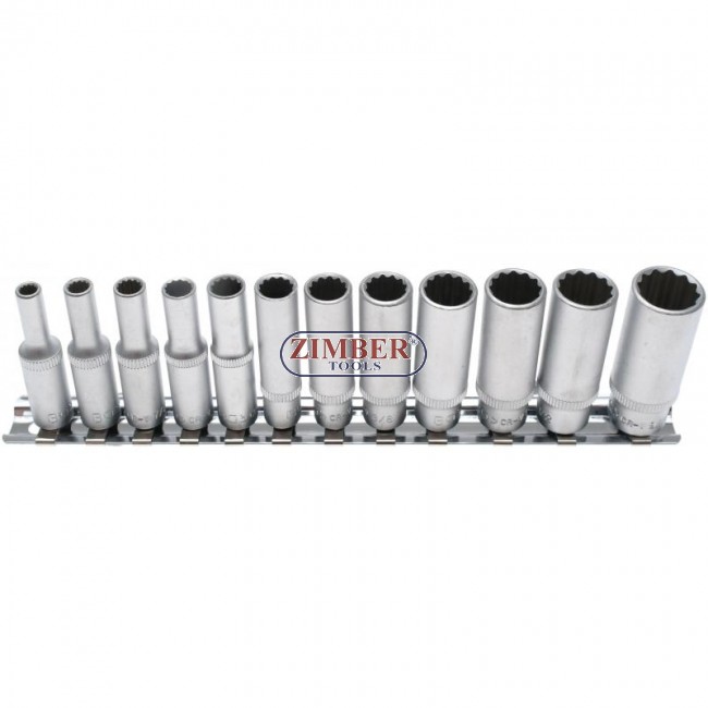 BGS 2757 | Socket Set, 12-point, Deep | 6.3 Mm (1/4") Drive | Inch Sizes | 12 Pcs. On