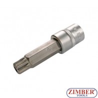 Bit-Einsatz | Länge 100 mm | Antrieb Innenvierkant 12,5 mm (1/2") | Innenvielzahn (für XZN) mit Bohrung M161/2" (ZB-4357) - BGS- technic.