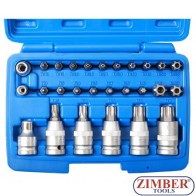 Bit- und Bit-Einsatz-Satz | 12,5 mm (1/2") | T-Profil (für Torx) | 27-tlg. -5101-  BGS technic