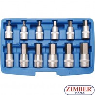 Bit-Einsatz-Satz | Antrieb Innenvierkant 12,5 mm (1/2") | Innensechskant 5 - 22 mm | 12-tlg. - 5052 - BGS technic.