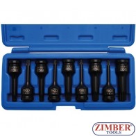 Kraft-Bit-Einsatz-Satz | Antrieb Innenvierkant 12,5 mm (1/2") | Innenvielzahn (für XZN) M4 - M16 | 9-tlg.(5482) - BGS technic.