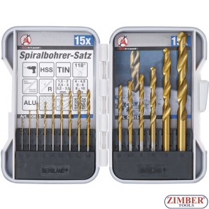 HSS Twist Drill Set | titanium nitrated | 1.5 - 10 mm | 15 pcs.50815 - BGS technic.