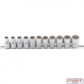 Socket Set, 12-point | 12.5 mm (1/2") Drive | 10 - 21 mm | 11 pcs. - ZB-9107 - BGS - technic.